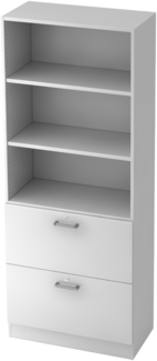 bümö office Aktenschrank mit Hängeregister-Schubladen abschließbar, Büroschrank Holz, 80cm breit in weiß - Hängeregistratur für Hängeordner, Büro Schrank mit Chromgriffen, 7300-W-W-CE