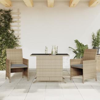 vidaXL 3-tlg. Bistro-Set mit Kissen Beigemischung Poly Rattan 365121