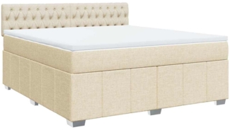 vidaXL Boxspringbett mit Matratze Creme 180x200 cm Stoff 3287159