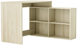 Dmora Schreibtisch Kyarr, Mehrzweckschreibtisch, Bürotisch für PC, Eckschreibtisch, 112x101 h77 cm, Eiche und Weiß