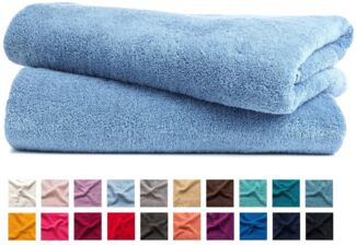 MatratzenL.A.B® Handtuch Set Blauer Schwan® Rimini, 100% Baumwolle (2er Set: 2x Handtuch 50x100 cm oder 2x Duschtuch 70x140 cm, 2-St), Frottee, mit Aufhänger, 23 Farben, einzeln verpackt