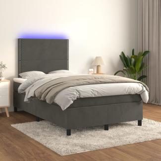 Boxspringbett mit Matratze & LED Samt Dunkelgrau 120x200 cm, Härtegrad: H2 [3136054]