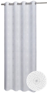 Clever-Kauf-24 Vorhang Ösenschal Bozen weiß silber BxH 135x235cm, Ösen, halbtransparent, Foliendruck