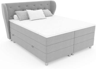 99rooms Helios Boxspringbett 160x200 cm Strukturstoff INARI Beige Bonell-Federung