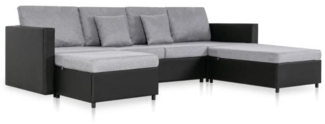 vidaXL 4-Sitzer Ausziehbares Schlafsofa Kunstleder Schwarz 287216