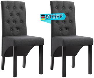 Esszimmerstühle VEDA 2er Set Dunkelgrau Stoff | Polsterstühle Küchenstuhl Wohnzimmerstühle Essstühle bequem