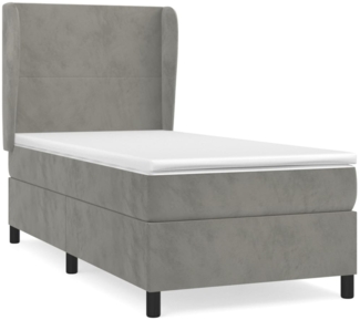 vidaXL Boxspringbett mit Matratze Hellgrau 90x200 cm Samt 3129069