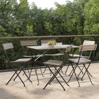 vidaXL Bistrostühle 6 Stk. Klappbar Grau Poly Rattan und Stahl 3152119