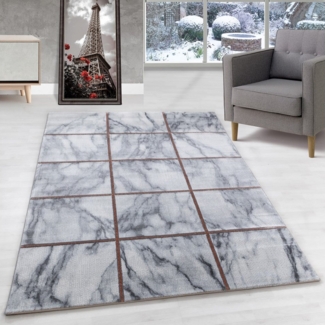 Carpettex Designteppich Marmor Design, Läufer, Höhe: 12 mm, Kurzflor Teppich Wohnzimmer Marmor Design Skandinavische Stil
