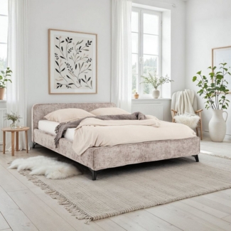 IDIMEX Polsterbett VIRETTA, Bett mit Lattenrost 140x200 cm, Doppelbett mit Kopfteil Stoff beige