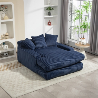 LVHOM Lazy Sofa Cordstoff mit Kissen, Bodensofa 125 × 155 × 63 cm, Schlafsofa Couch mit Memory-Schaum, Chaiselounge Sessel, Blau