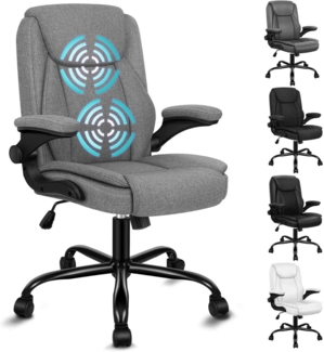 ALFORDSON Ergonomischer Massage Bürostuhl Mid Back Klappbare Armlehne Schwarz