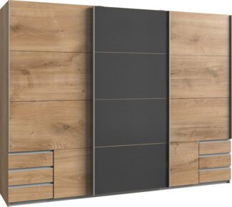 Schwebetürenschrank VALENCIA 3-trg. Eiche Glas grey 270