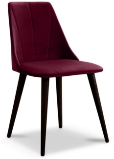 Esszimmerstühle Stuhle 2er Set CAROS Massivholz Buche-Wenge Stoff Bordeauxrot