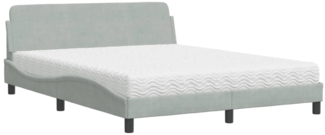 vidaXL Bett mit Matratze "Dover" Hellgrau 160x200 cm Samt 3208431