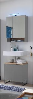 Badezimmer-Set >Denver< (2-tlg.) in grau matt / Evoke Eiche Dekor - 60x195x35 (BxHxT)