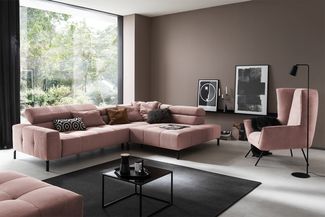 KAWOLA Sofa OHIO Ecksofa Feincord rosa Recamiere rechts 74 x 219 x 311 cm