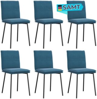 Esszimmerstühle VERA 6er Set Blau Samt | Polsterstühle Küchenstuhl Wohnzimmerstühle Essstühle bequem