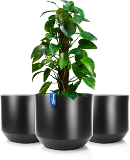 BigDean 3x Blumentopf Style ø 40 cm anthrazit mit herausnehmbaren Innentopf - wetterfester Blumenkübel aus bruchsicherem Kunststoff - Pflanzkübel groß Außen & Innen geeignet