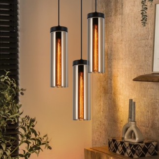 ZMH Hängelampe Esstischlampe Schwarz - 3 Flammig Pendelleuchte Esstisch Höhenverstellbar E27 hängeleuchte Hängend Glas für Küchen Schlafzimmer Wohnzimmer (ohne Leuchtmittel)