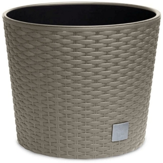 astor24 Blumentopf Blumentopf Rattan Blumenkübel Übertopf Pflanzentopf Pflanzkübel Blumen (Blumentopf Garten Balkon Blumen Topf Kräutertopf), hochwertig verarbeitet - mit Wasserüberlauf - fertig montiert