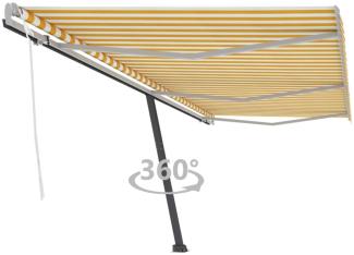vidaXL Standmarkise Manuell Einziehbar 600x350 cm Gelb/Weiß 3069878