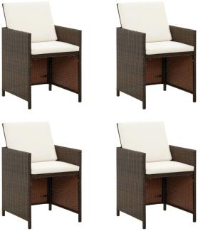 vidaXL Garten-Essstühle mit Kissen 4 Stk. Braun Poly Rattan 316803