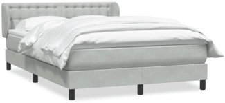 vidaXL Boxspringbett mit Matratze Hellgrau 140x220 cm Samt 3317901