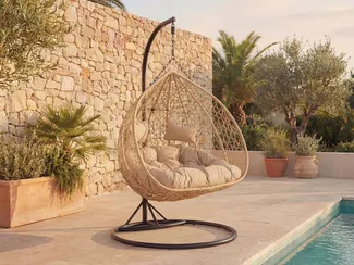 Vente-unique - CAYAMBE Gartenmöbel zum Entspannen Harz Beige - B 120 cm x H 200 cm x L 120 cm