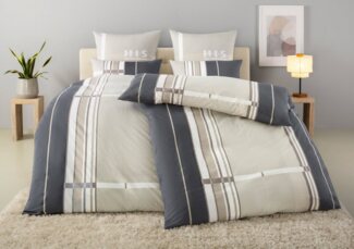 H.I.S Bettwäsche Golfi in Gr. 135x200 oder 155x220 cm, Biber, 2 teilig, Bettwäsche aus Baumwolle, sportliche Bettwäsche mit Streifen