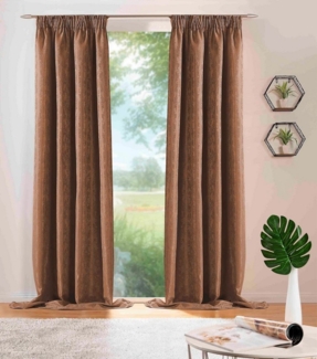 DecoHome24 Gardine Brillant Meliert, Kräuselband (2 St), blickdicht, Polyester, Blickdicht