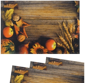 matches21 HOME & HOBBY Platzset Tischsets Platzsets Stoff CLOTH Getreide Holz Herbst 4er, (4-St)