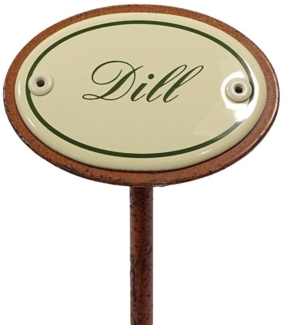 Linoows Gartenstecker Kräuterschild Dill, Garten Kräuterstecker Emaille (Packung) cm