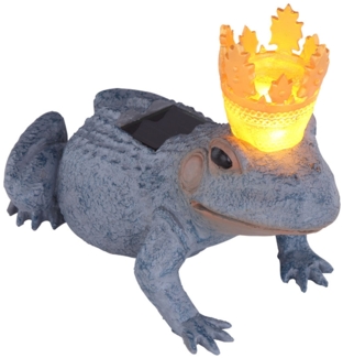 LED Solarleuchte, Froschkönig, grau, gold, Höhe 22 cm