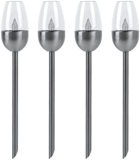 4x LED Außenleuchte, Solarlampe, Metall, schwarz, H 38 cm