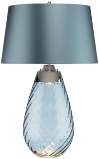 Elstead Lighting Lena Tischleuchte Large 2-Light Blau Nickel Stoffschirm Blau 74cm