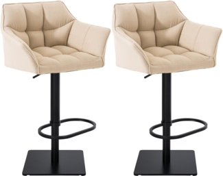 CLP 2er Set Barhocker Damaso Stoff drehbar und höhenverstellbar,creme schwarz