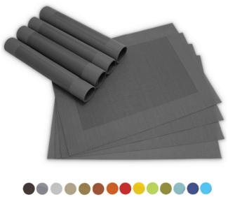 matches21 HOME & HOBBY Platzset Tischsets BORDA 8er Set Schwarz als Tischuntersetzer, (8-St), Abwaschbare Platzsets als Tischunterlagen für Ess-Tisch Tisch-Deko