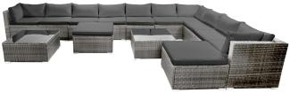 BRAST Gartenmöbel Lounge Sofa Couch Set Dreams Grau Poly-Rattan für 11 Personen