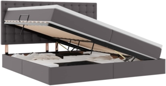 vidaXL Aufbewahrungsbett mit Matratze Grau 200x200 cm Kunstleder 3371683