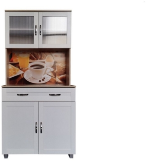HTI-Living Hochschrank Küchenbuffet mit Glasteil Sonoma/Weiß (Stück, 1-St, 1 Schrank) Küchenschrank Hochschrank