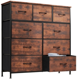 DUMOS Schubkastenkommode Kommode mit Schubladen, Ablageschrank aus Stoff Schubladenschrank (für Schlafzimmer, Wohnzimmer, Kinderzimmer, Flur, Aufbewahrungsschrank), mit Metallgestell Schubladen aus Stoff