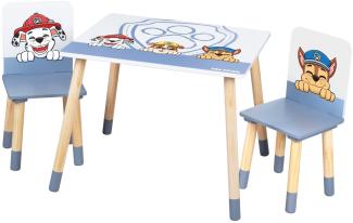 Roba Kindersitzgruppe Paw Patrol, 2x Stuhl, 1x Tisch, Holz weiß, 49 x 60 x 50 cm