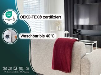 Wohndecke, ZOLLNER, 150 x 200 cm, 60% Baumwolle, 40% Polyacryl, Wendeoptik