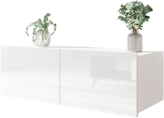TV-Lowboard Calabrini 100 BR03 (Farbe: Weiß / Weiß Hochglanz)