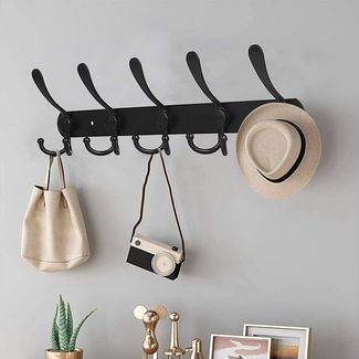 Refined Living Garderobenhaken Garderobenleiste Wand,Handtuchhaken,Hakenleiste,Türhaken,mit 15 Haken (Garderobenleiste Wandmontage, Kleiderhaken Wand, Garderobenhaken Edelstahl, Kleiderhakenleiste Schwarz Matt/Silber, Jackenhalter Wandmontage, Flur Gar...