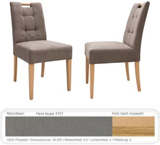 Stuhl Agnes 1 mit Griff Varianten Polsterstuhl Massivholzstuhl Buche natur lackiert, Hera taupe