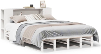 vidaXL Massivholzbett mit Regal ohne Matratze Weiß 160x200 cm 3323882