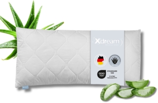 XDREAM Kopfkissen Aloe Vera Kissen, hautfreundlich, temperaturausgleichend, atmungsaktiv, Füllung: Faserbällchen aus 100% Polyester, Bezug: Microfaser mit Aloe Vera Ausrüstung, Seitenschläfer, Rückenschläfer, fördert entspannten Schlaf, mit Reißverschl...