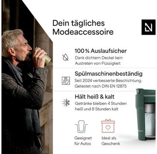 LARS NYSØM Thermobecher Bevægelse, 1-tlg, Thermobecher mit Vakuum Isolierung: 4h heiß / 8h kühl